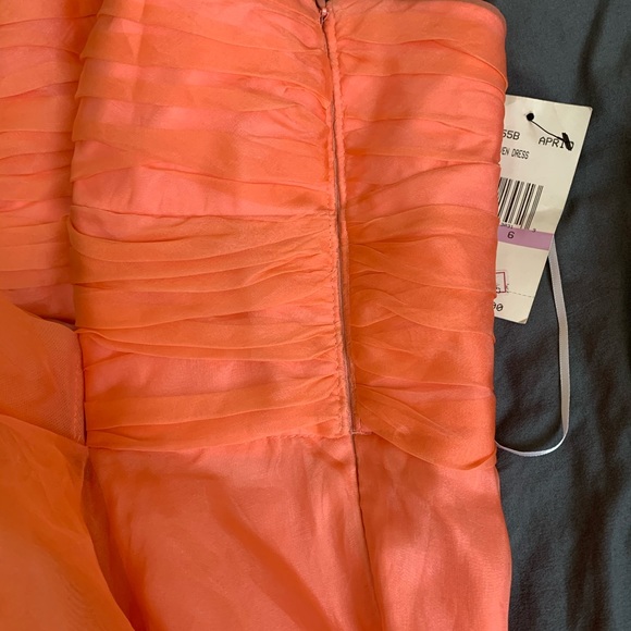 🆕 BNWT ABS - Silk Sweetheart Bow Dress Coral Sz 6 - Picture 4 of 9